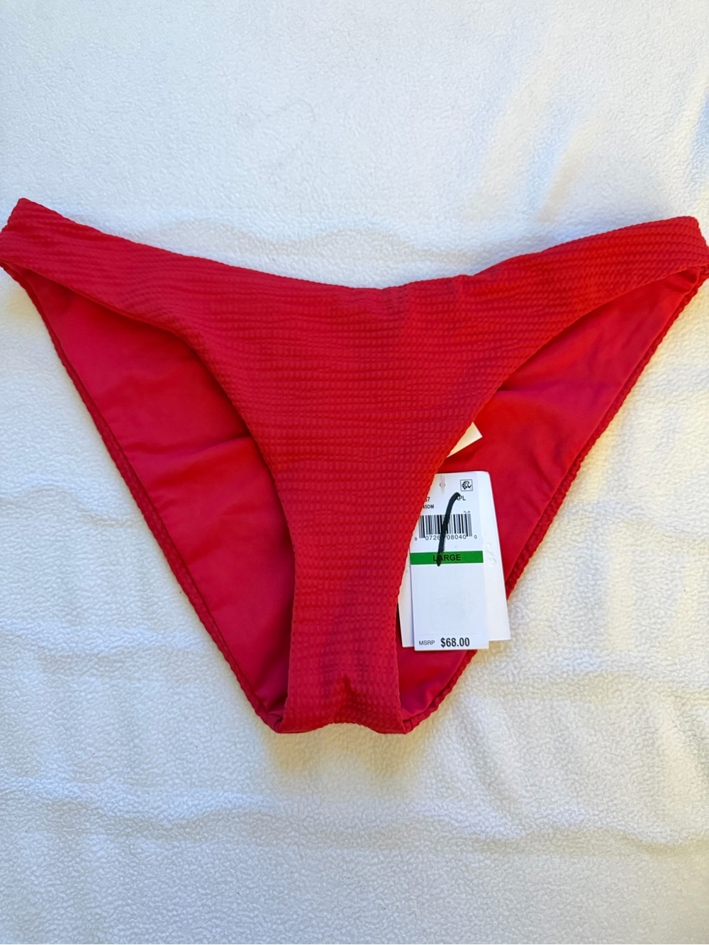 BECCA Twist & Turns Bikini Bottoms Size L Ruby Red Low Rise NWT - Picture 3 of 5